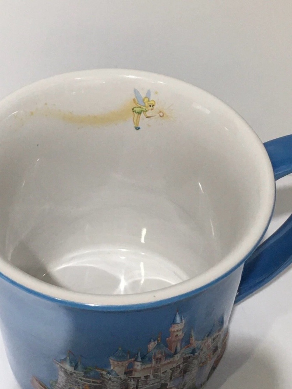 Disneyland 3D Sleeping Beauty Castle Tinker Bell Blue Coffee Mug Cup Vintage - Picture 4 of 12